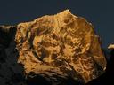 Day 3 : Thami to Tengboche.\r\nAnother peak is covered in morning sun.